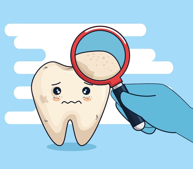 Tratamento de higiene dentária com lupa