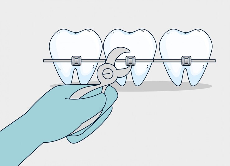 Vetor grátis tratamento de saúde dentária com extrator dentário