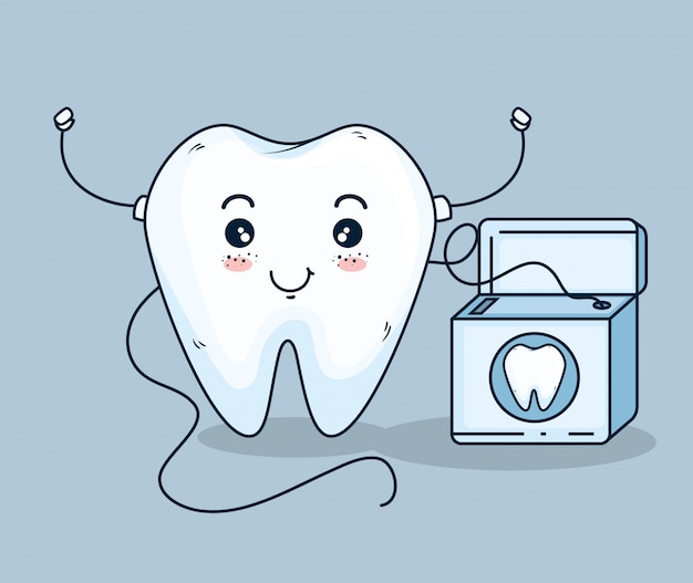 Vetor grátis tratamento dentário com fio dental