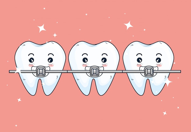 Vetor grátis tratamento ortodontista de dentes na assistência odontológica