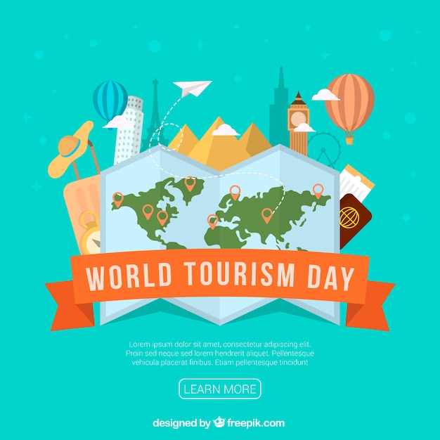 Travel flat elements, dia do turismo mundial