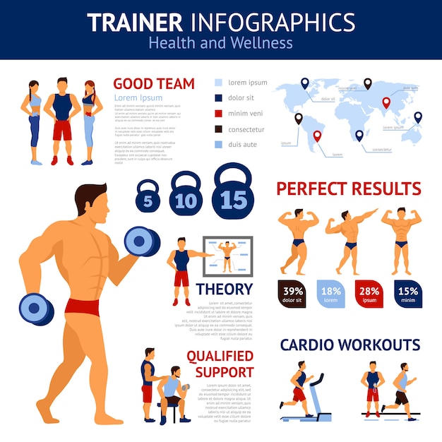 Vetor grátis treinador infographics set