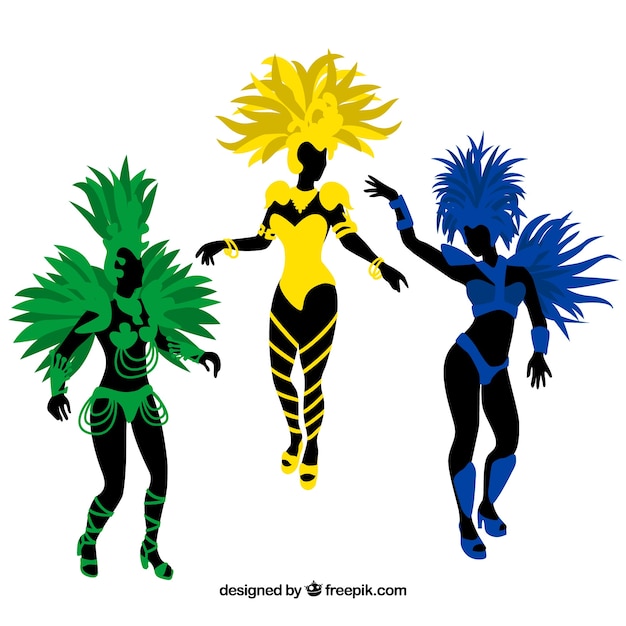 Vetor grátis três dançarinos de carnaval