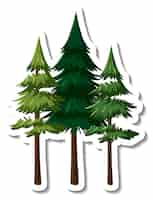 Vetor grátis três pinheiros em estilo cartoon