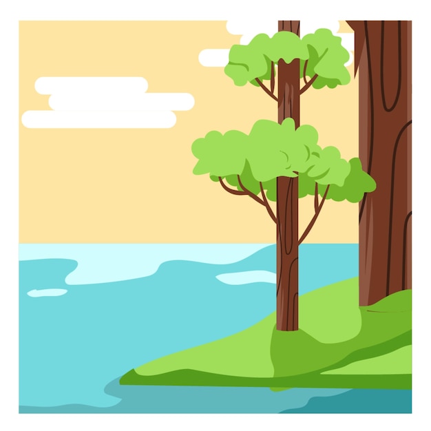 Vetor grátis tress oceano paisagem vector flat design