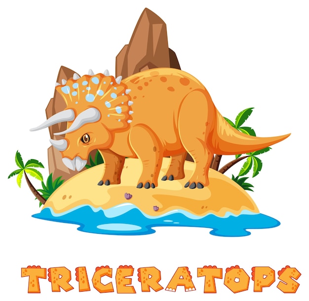 Triceratops em pé na ilha