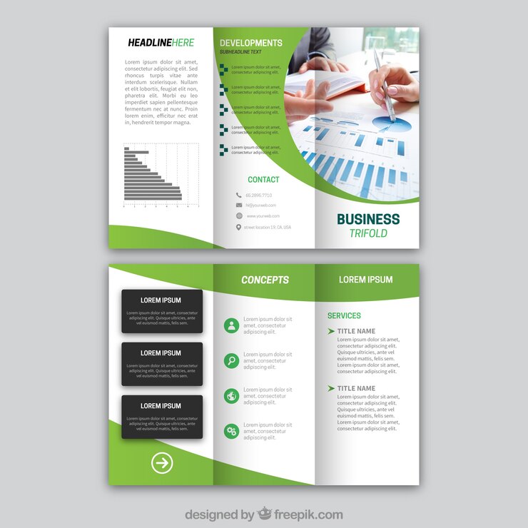 Vetor grátis trifold de negócios em estilo abstrato