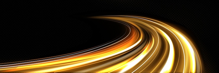 Vetor grátis trilhas de luz de velocidade com efeito dourado