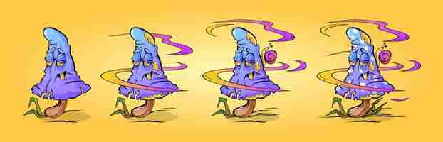 Vetor grátis trippy cogumelo personagem de desenho animado engraçado