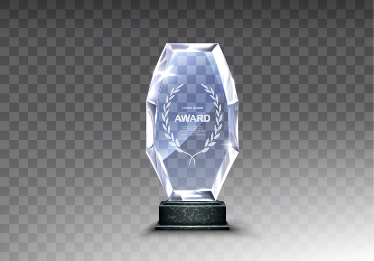 Vetor grátis troféu de vidro ou prémio de vencedor de acrílico realista