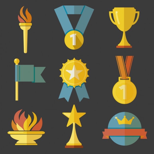 Troféus ícones em design plano