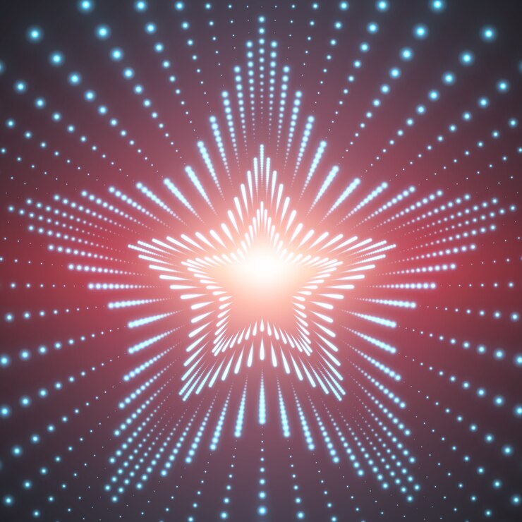 Vetor grátis túnel infinito de estrelas de labaredas brilhantes sobre fundo vermelho