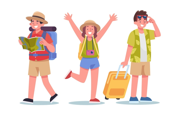 Vetor grátis turistas prontos para o feriado
