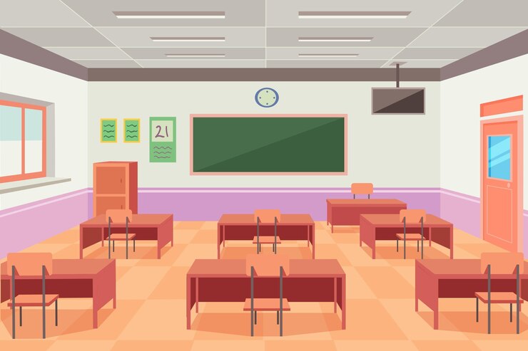 Vetor grátis turma escolar vazia - plano de fundo para videoconferência
