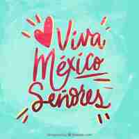 Vetor grátis turquoise viva mexico lettering background