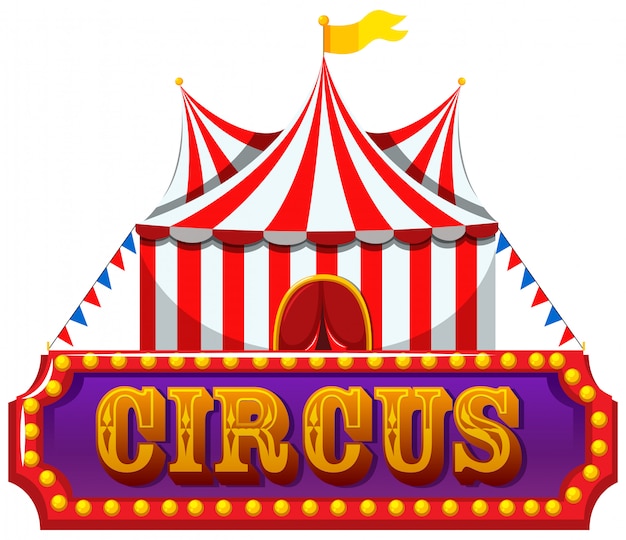 Um banner de circo no fundo branco