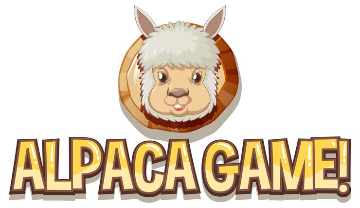 Vetor grátis um banner de jogo de alpaca em fundo branco