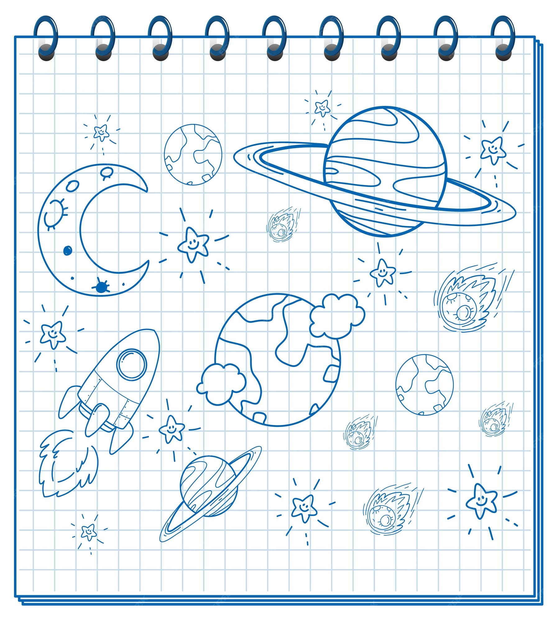 Um caderno com um desenho de esboço de doodle na capa