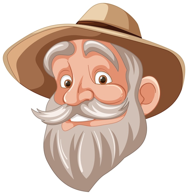 Vetor grátis um cavalheiro idoso com uma barba e um bigode ilustres