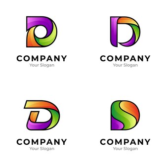 Um conjunto de coleções de logotipos da letra d com uma variedade de conceitos