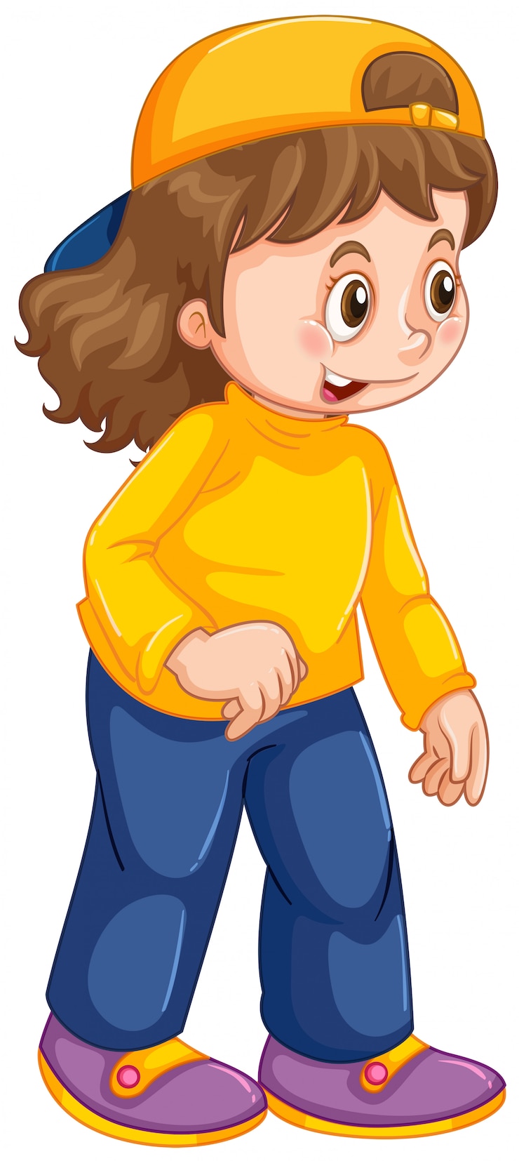 Vetor grátis um, cute, menina, personagem
