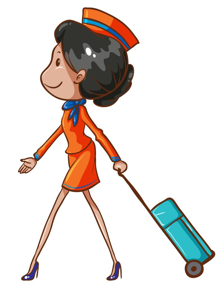 Vetor grátis um desenho colorido de uma aeromoça