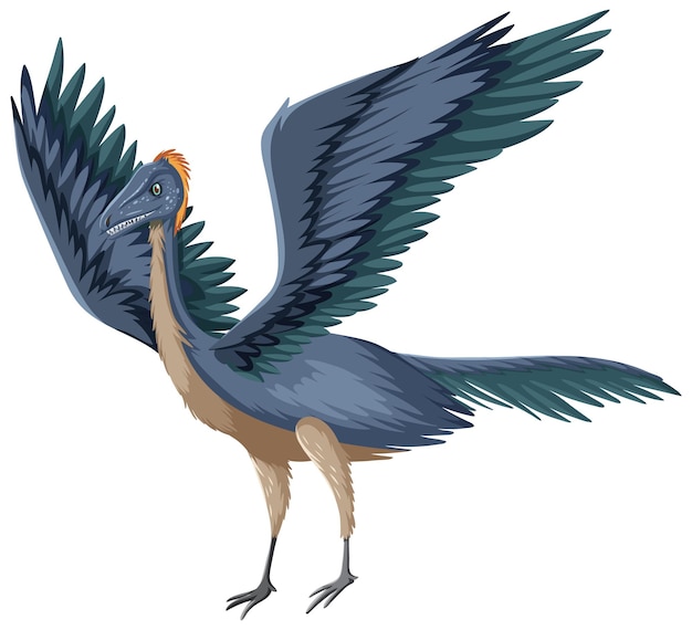 Vetor grátis um dinossauro archaeopteryx no fundo branco