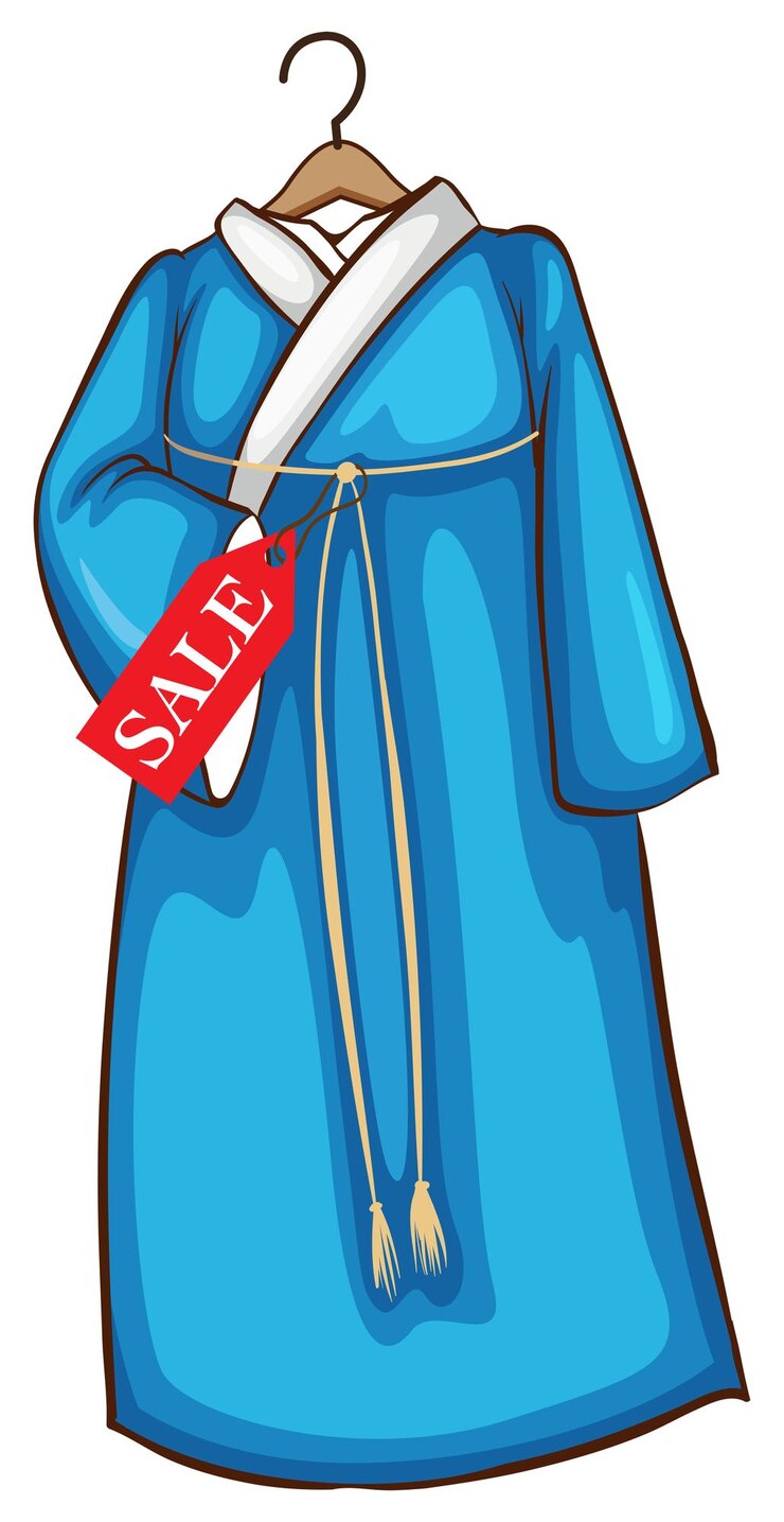 Vetor grátis um esboço simples de um vestido azul asiático