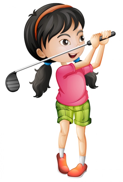 Um, femininas, golfer, personagem