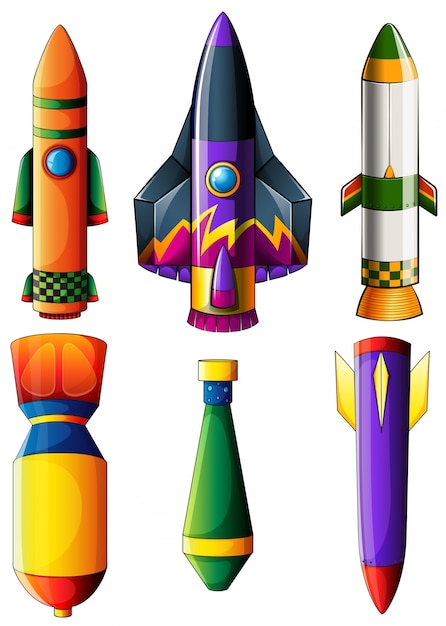 Um grupo de foguetes coloridos