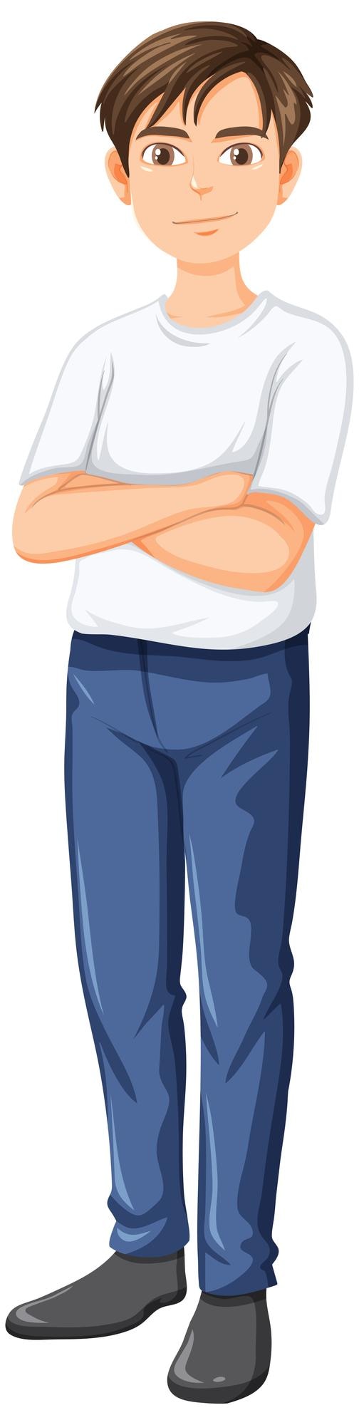Vetor grátis um homem vestindo personagem de desenho animado de jean
