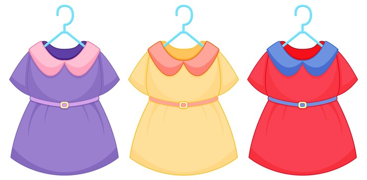 Vetor grátis um lindo vestido de menina pendurado no cabide