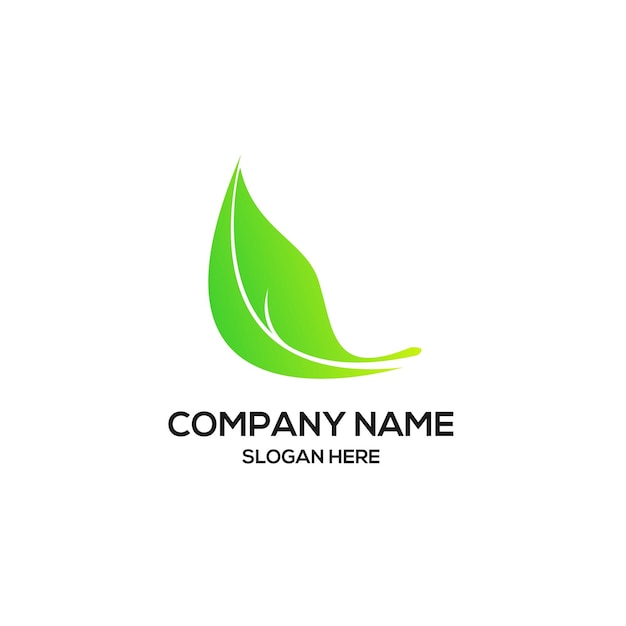 Vetor grátis um logotipo de folha verde com a palavra empresa nele