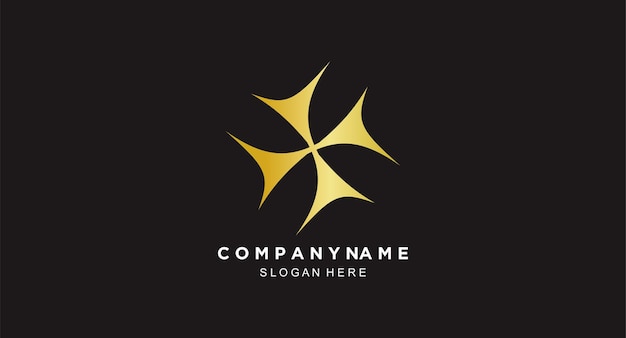 Um logotipo preto e dourado com uma estrela no meio