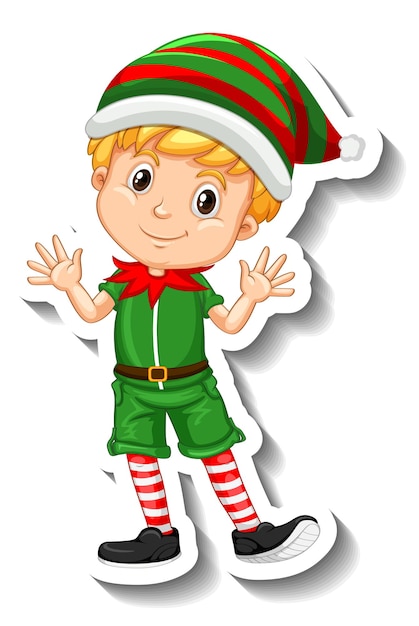 Um menino em trajes de duende de natal