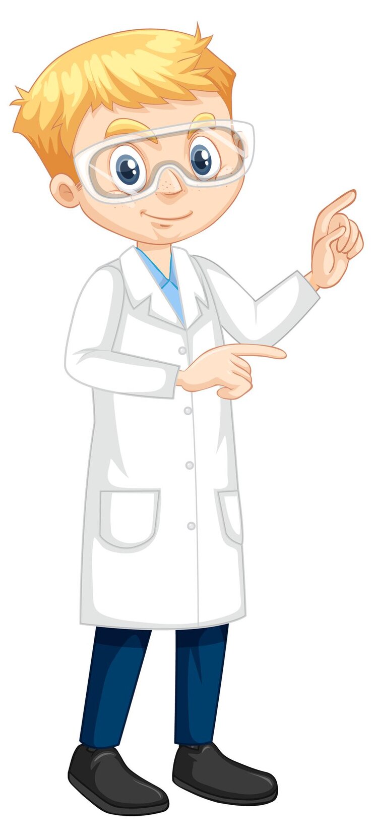Vetor grátis um menino personagem de desenho animado vestindo jaleco