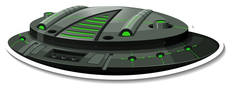 Vetor grátis um modelo de adesivo com ovni ou avião de combate isolado