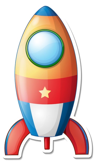 Um modelo de adesivo com Rocket Space Cartoon isolado