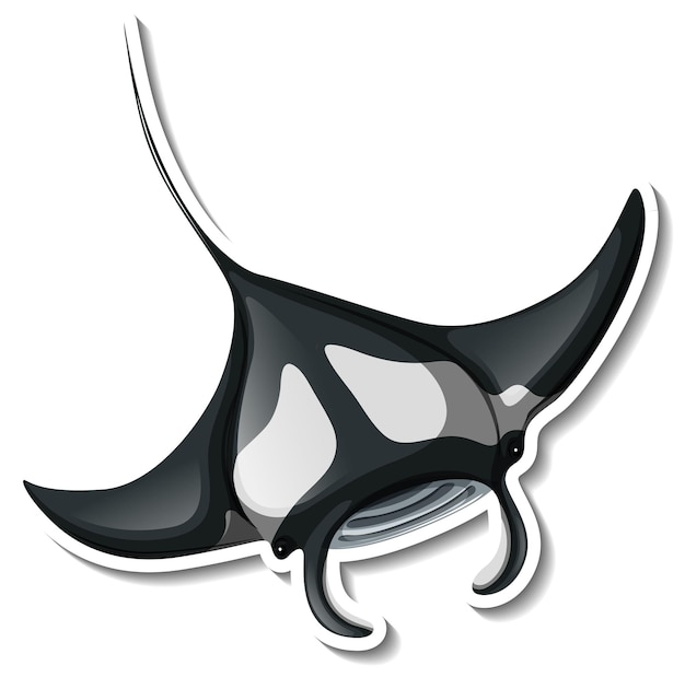 Um modelo de adesivo de personagem de desenho animado de arraia-manta