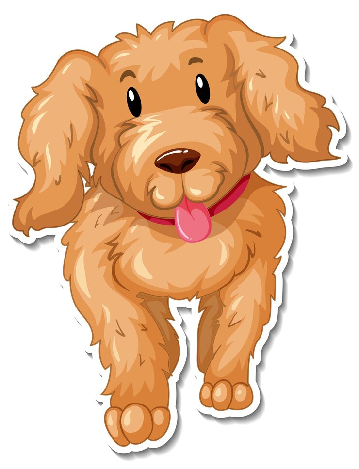 Vetor grátis um modelo de adesivo de personagem de desenho animado de cachorro