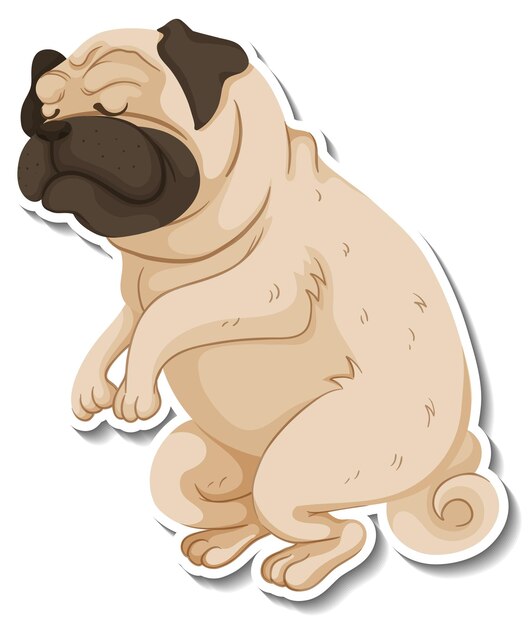 Um modelo de adesivo de personagem de desenho animado de cachorro