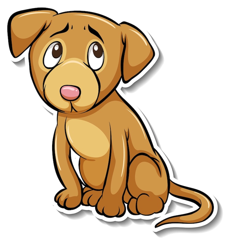 Vetor grátis um modelo de adesivo de personagem de desenho animado de cachorro