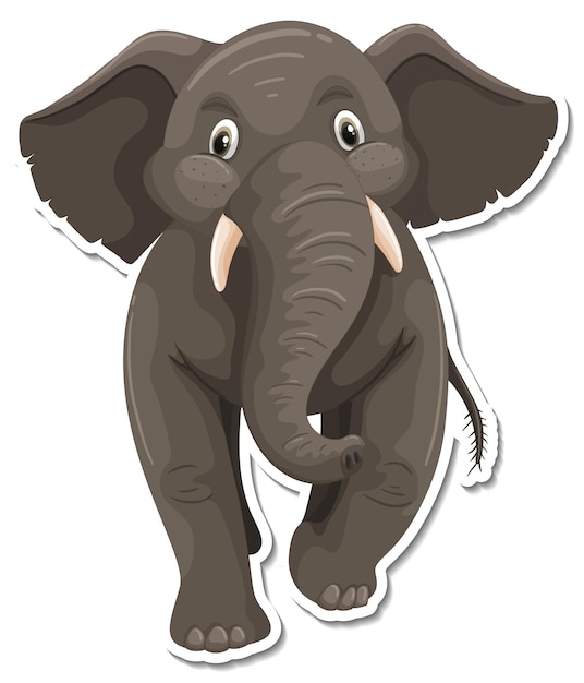 Vetor grátis um modelo de adesivo de personagem de desenho animado de elefante