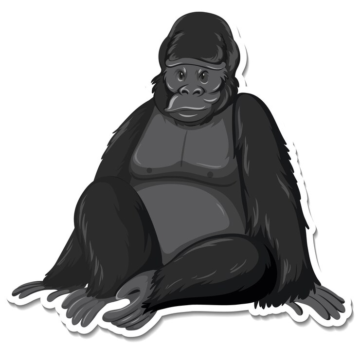 Vetor grátis um modelo de adesivo de personagem de desenho animado de macaco