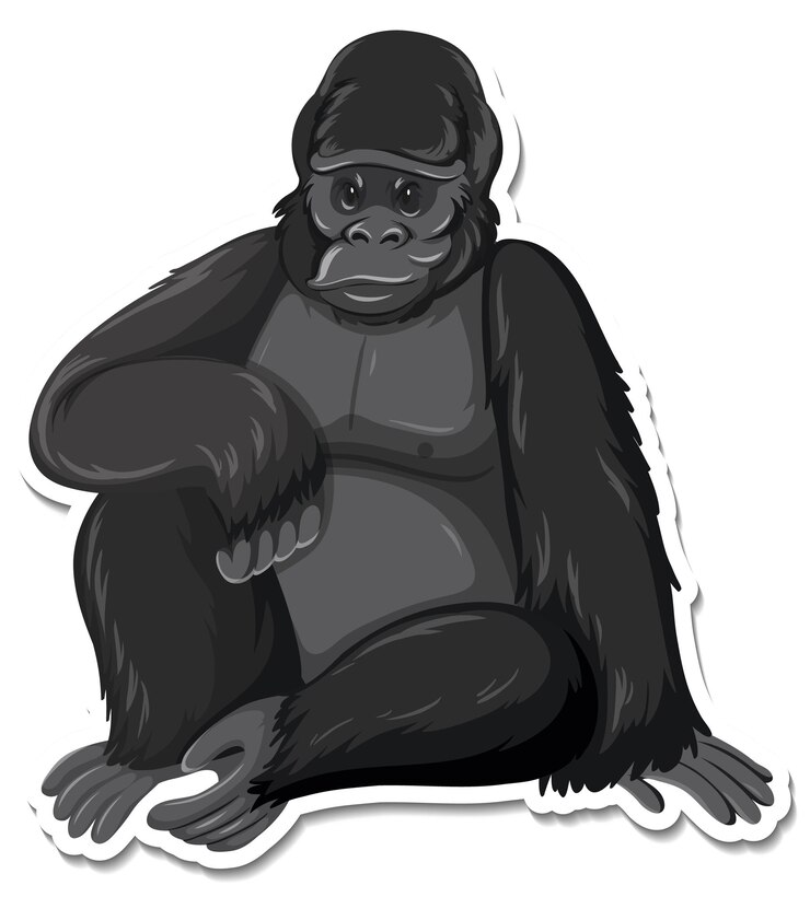 Vetor grátis um modelo de adesivo de personagem de desenho animado de macaco