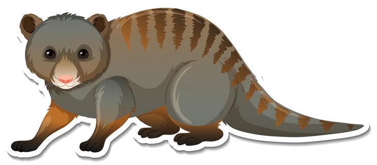 Vetor grátis um modelo de adesivo de personagem de desenho animado de mangusto