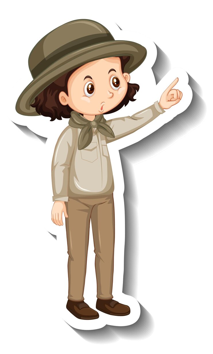 Vetor grátis um modelo de adesivo de personagem de desenho animado de menina
