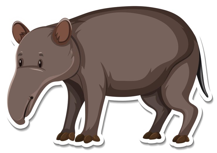 Vetor grátis um modelo de adesivo de um personagem de desenho animado de anta