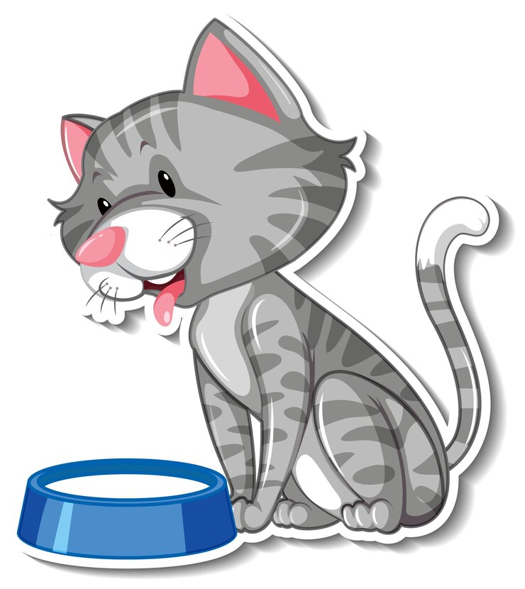 Vetor grátis um modelo de adesivo de um personagem de desenho animado de gato