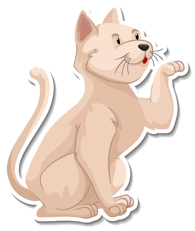 Vetor grátis um modelo de adesivo de um personagem de desenho animado de gato